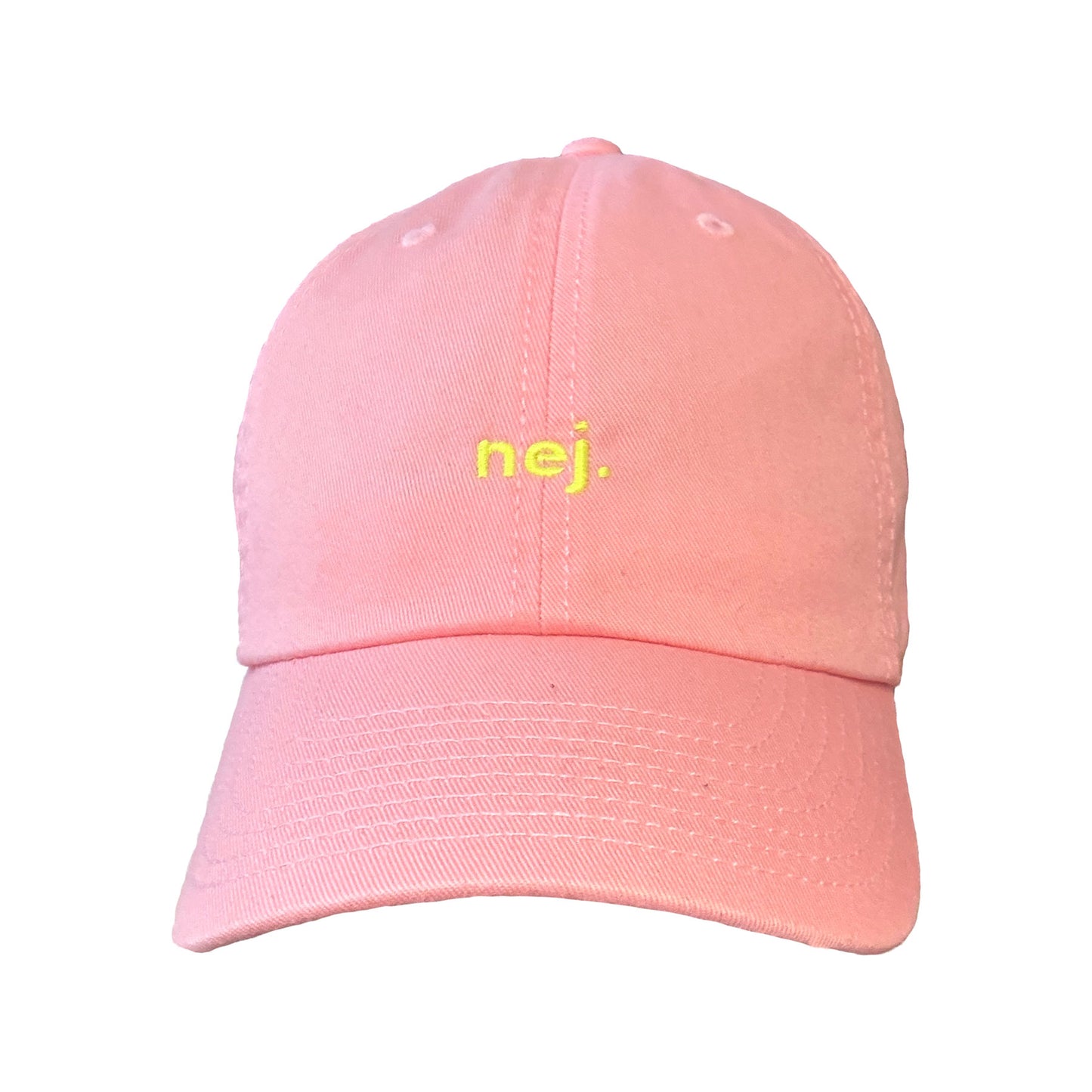 Nej dad cap pink med gult statement 